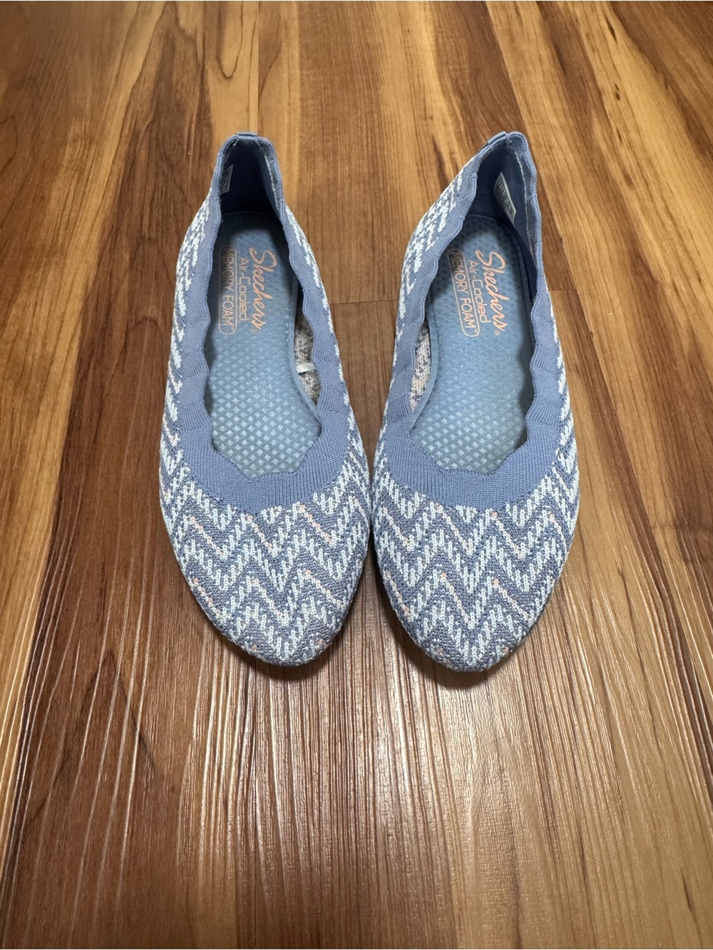 Skechers Cleo Knit Chevron Ballet Flat in Light Blue